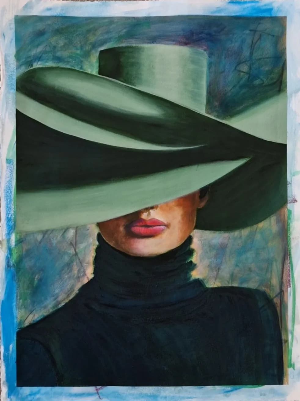 Whispers of Elegance: A Mysterious Portrait in Green and Black
