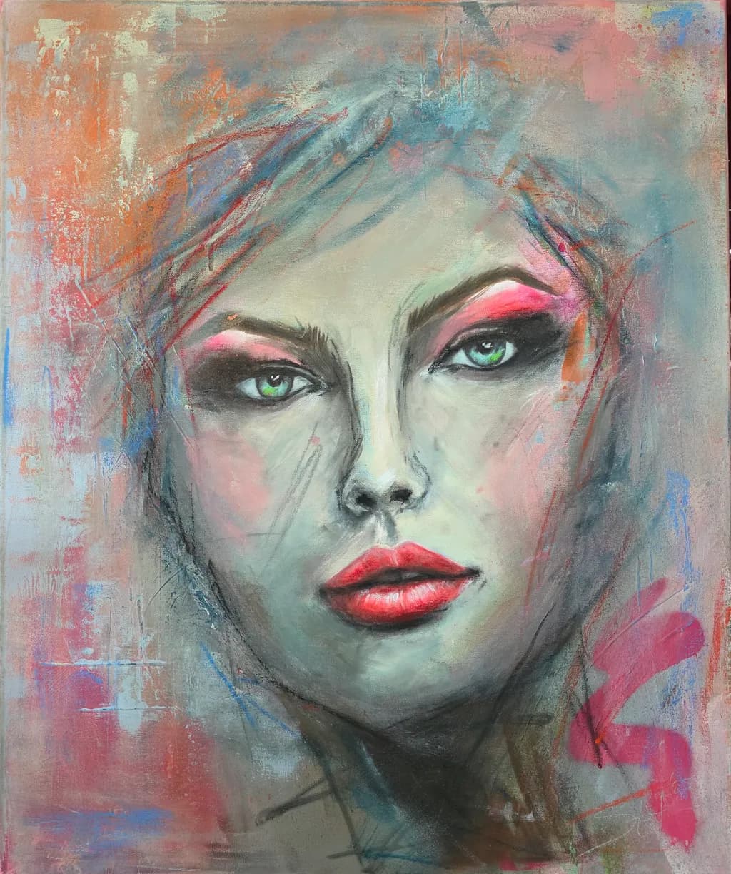Whispers of Color: An Abstract Portrait of Beauty and Emotion