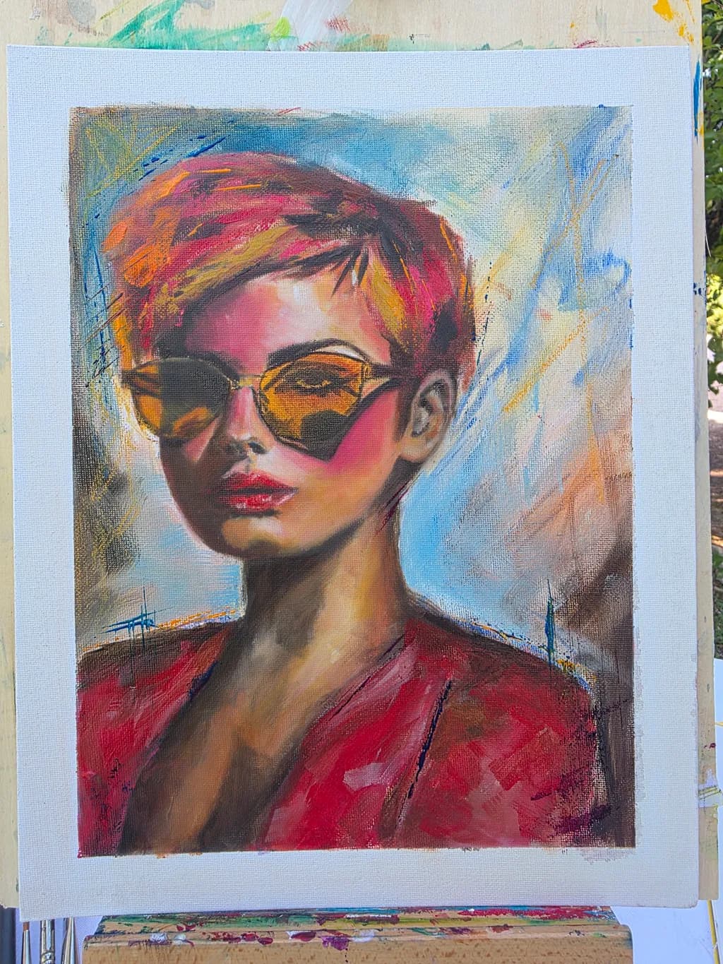 Vibrant Reflections: A Bold Portrait of Confidence and Style