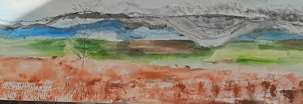 Whispers of Nature: An Abstract Watercolor Landscape in Harmonious Colors and Textures