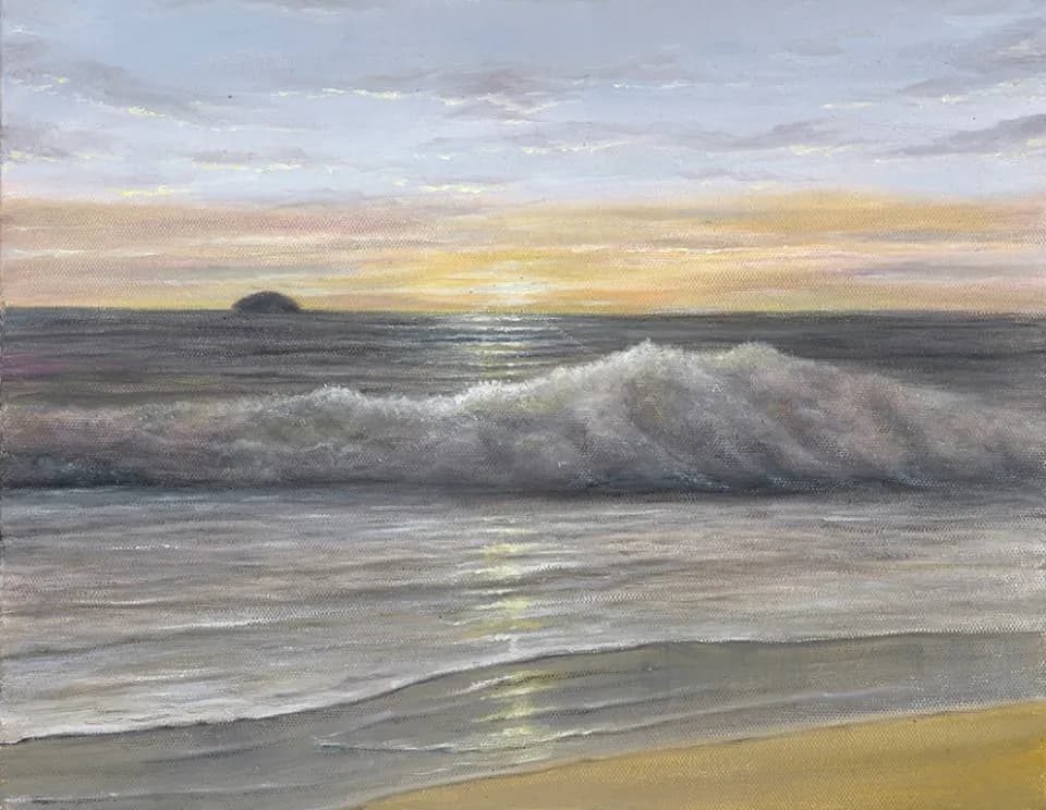 Whispers of the Ocean: A Serene Sunset Over Gentle Waves