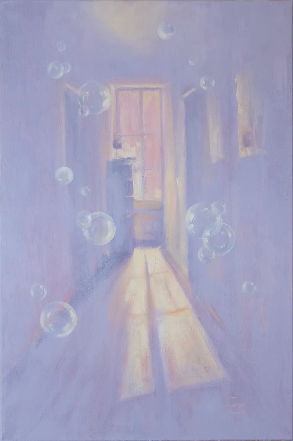 Whispers of Light: An Ethereal Journey Through a Serene Hallway of Bubbles