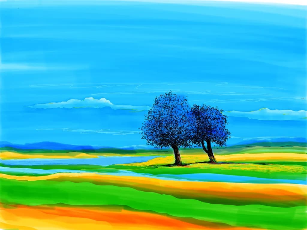 Whispers of Blue: A Serene Landscape of Trees and Sky