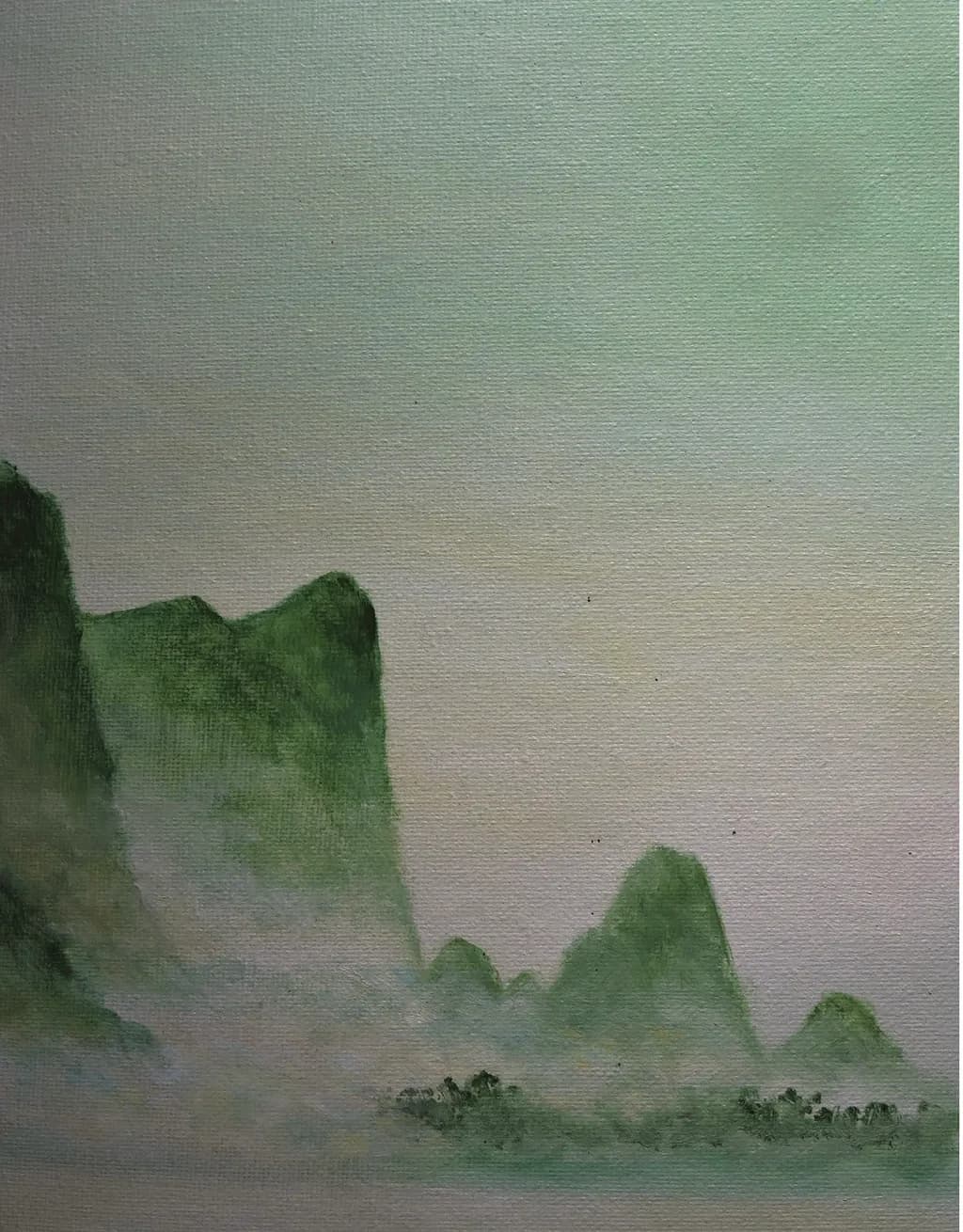 Whispers of Mist: A Serene Landscape in Green Hues