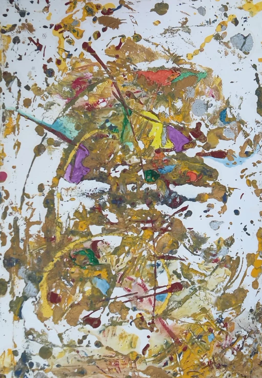 Golden Whispers: A Dance of Color and Chaos in Abstract Expressionism