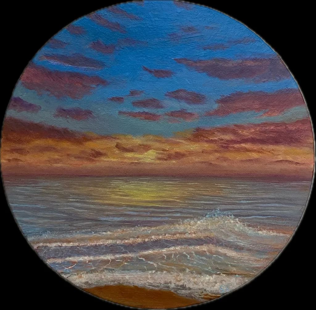 Serene Sunset Reflections Over Tranquil Waters: A Colorful Seascape Journey