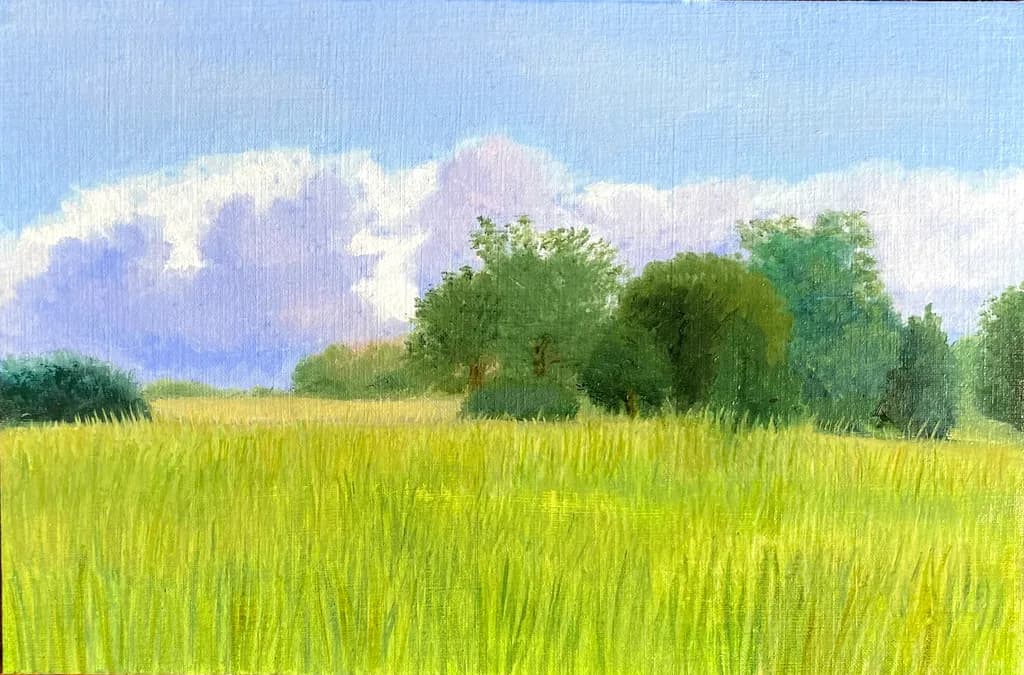 Whispers of the Meadow: A Serene Landscape in Soft Hues