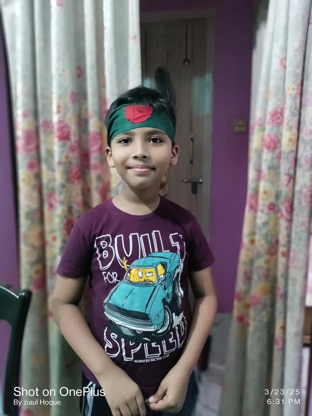 Joyful Spirit: A Playful Portrait of a Boy in a Headband
