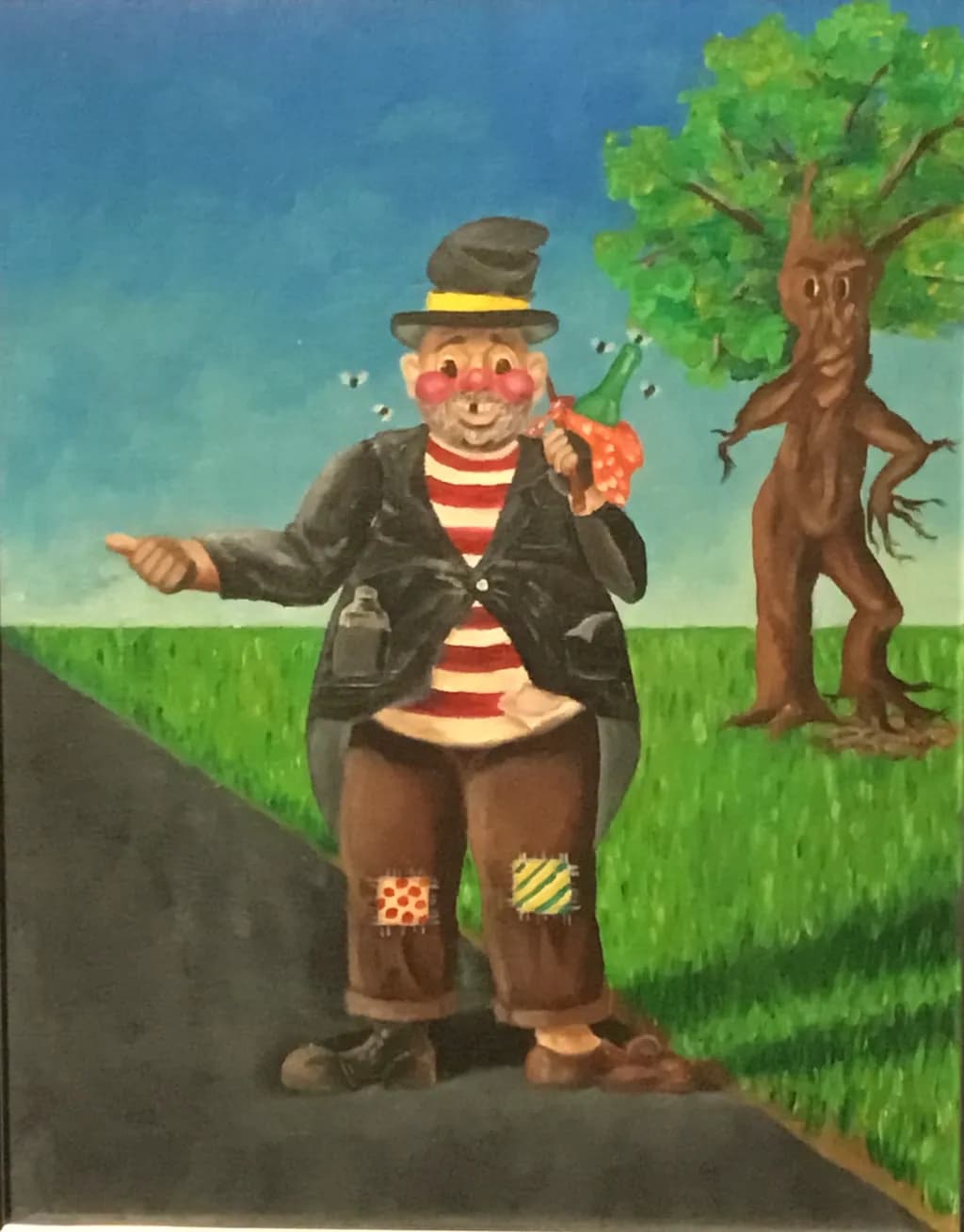 Whimsical Wanderer: A Cheerful Clown's Journey Through Nature's Quirks