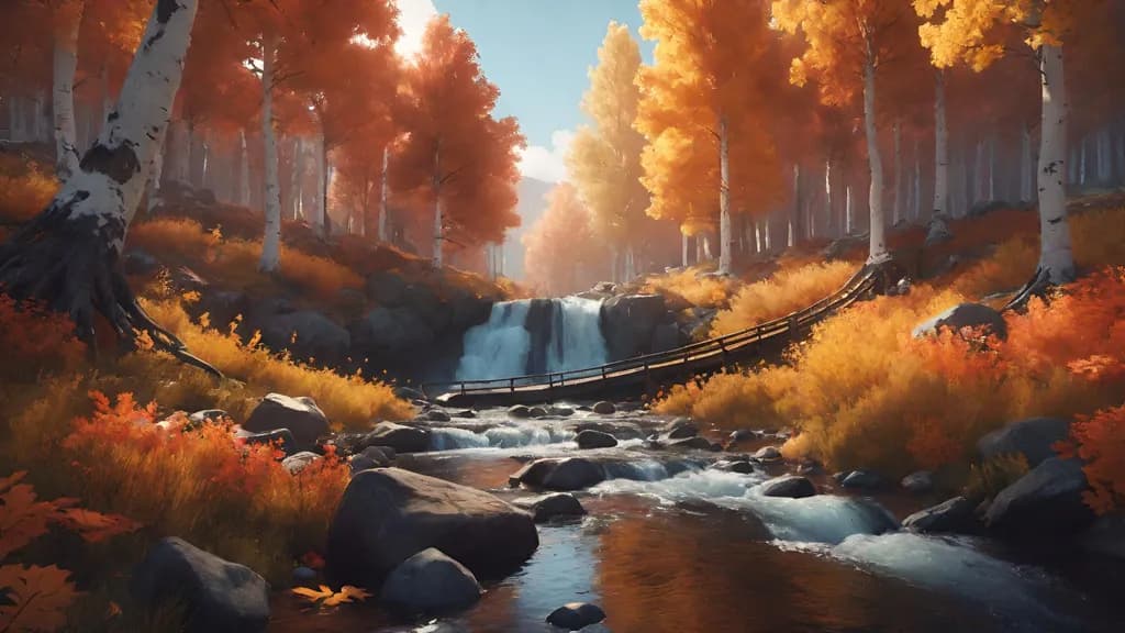 Autumn Serenity: A Tranquil Forest Waterfall Escape