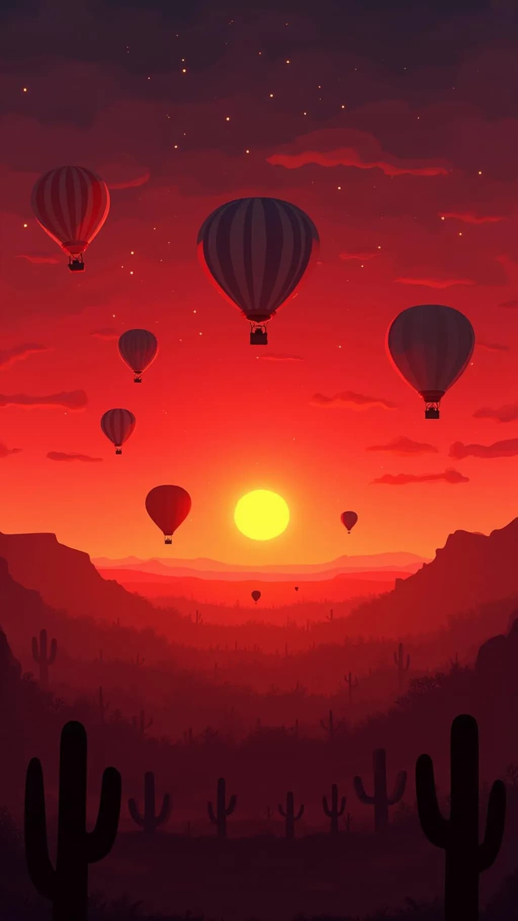 Whispers of the Desert: Hot Air Balloons at Sunset