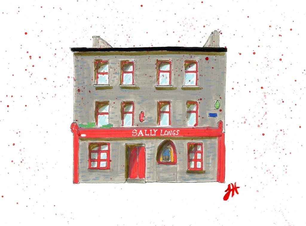 Charming Facade of Sally Long's: A Whimsical Tribute to Local Pubs