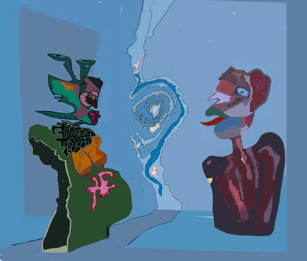 Whispers of Color: A Surreal Encounter in Abstract Expressionism