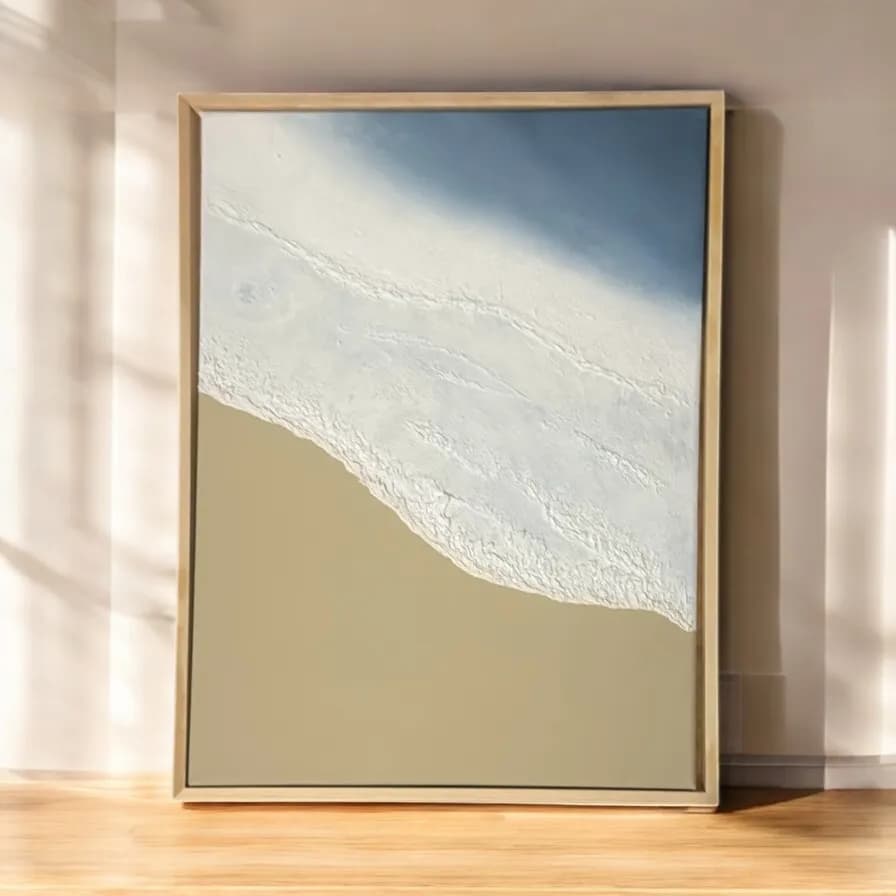 Serene Shoreline: A Tranquil Abstract of Ocean and Sand