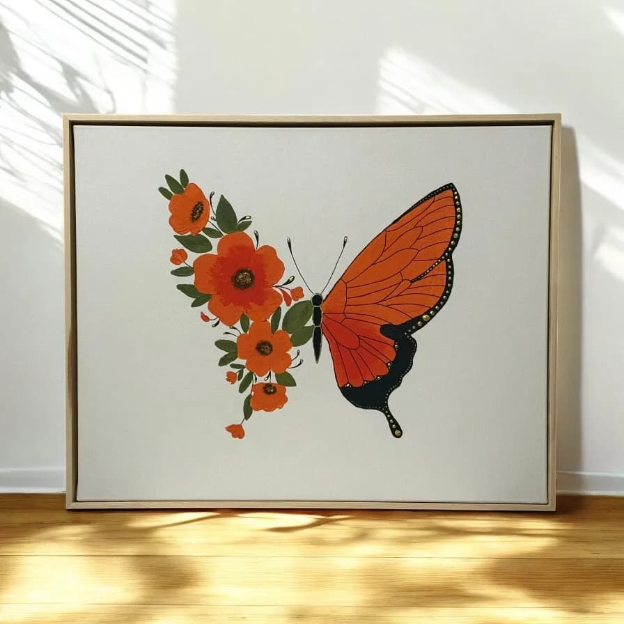 Whispers of Nature: A Vibrant Butterfly Amidst Blossoming Florals