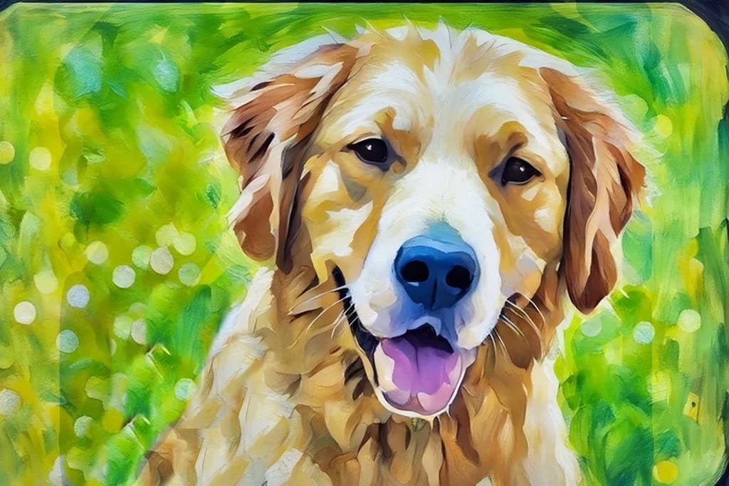 Golden Joy: A Vibrant Portrait of a Happy Golden Retriever in Nature