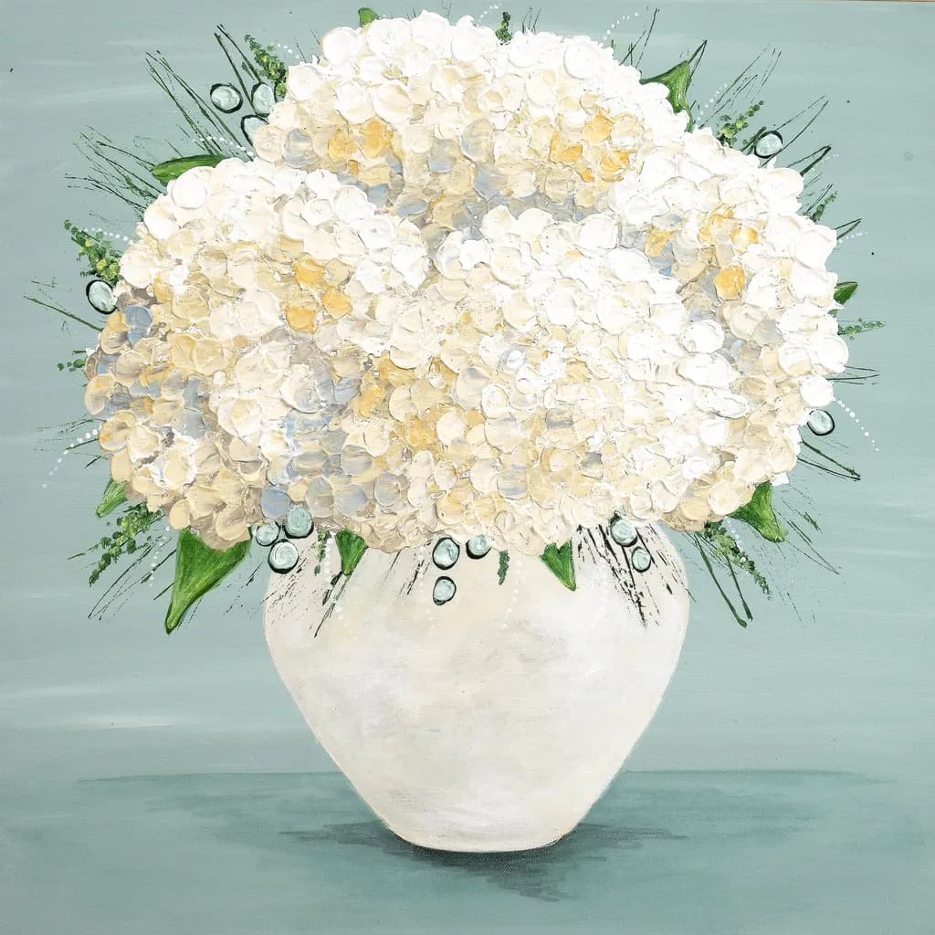 Whispers of Elegance: A Serene White Hydrangea Bouquet in Soft Hues