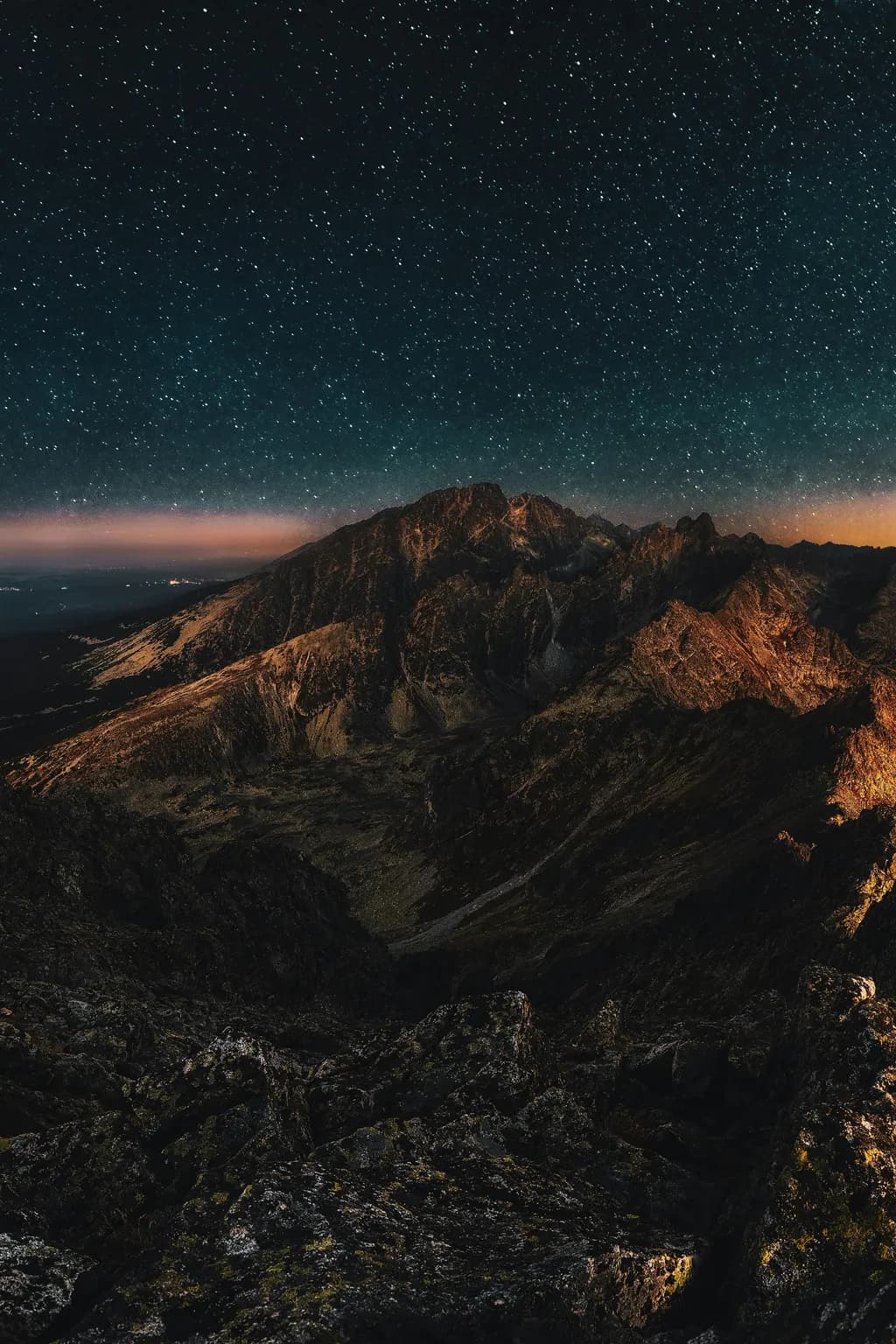 Whispers of the Night: A Serene Mountain Landscape Under a Starry Sky
