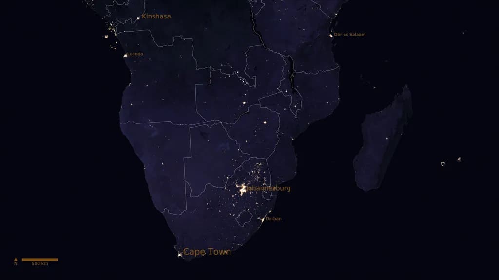 Illuminated Africa: A Nighttime Map of Urban Life and Vibrant Cities