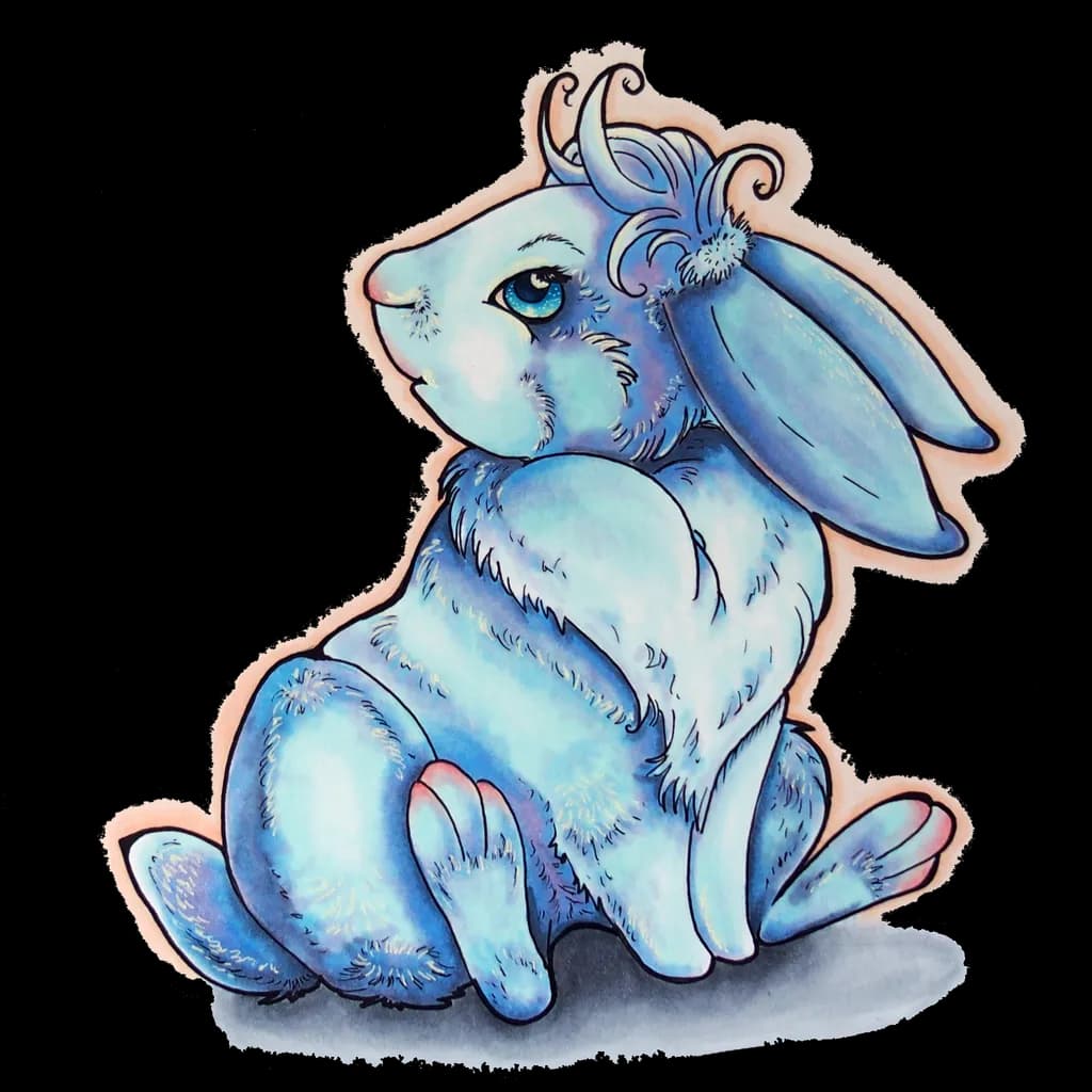 Whimsical Blue Bunny: A Playful Portrait of Enchantment and Charm