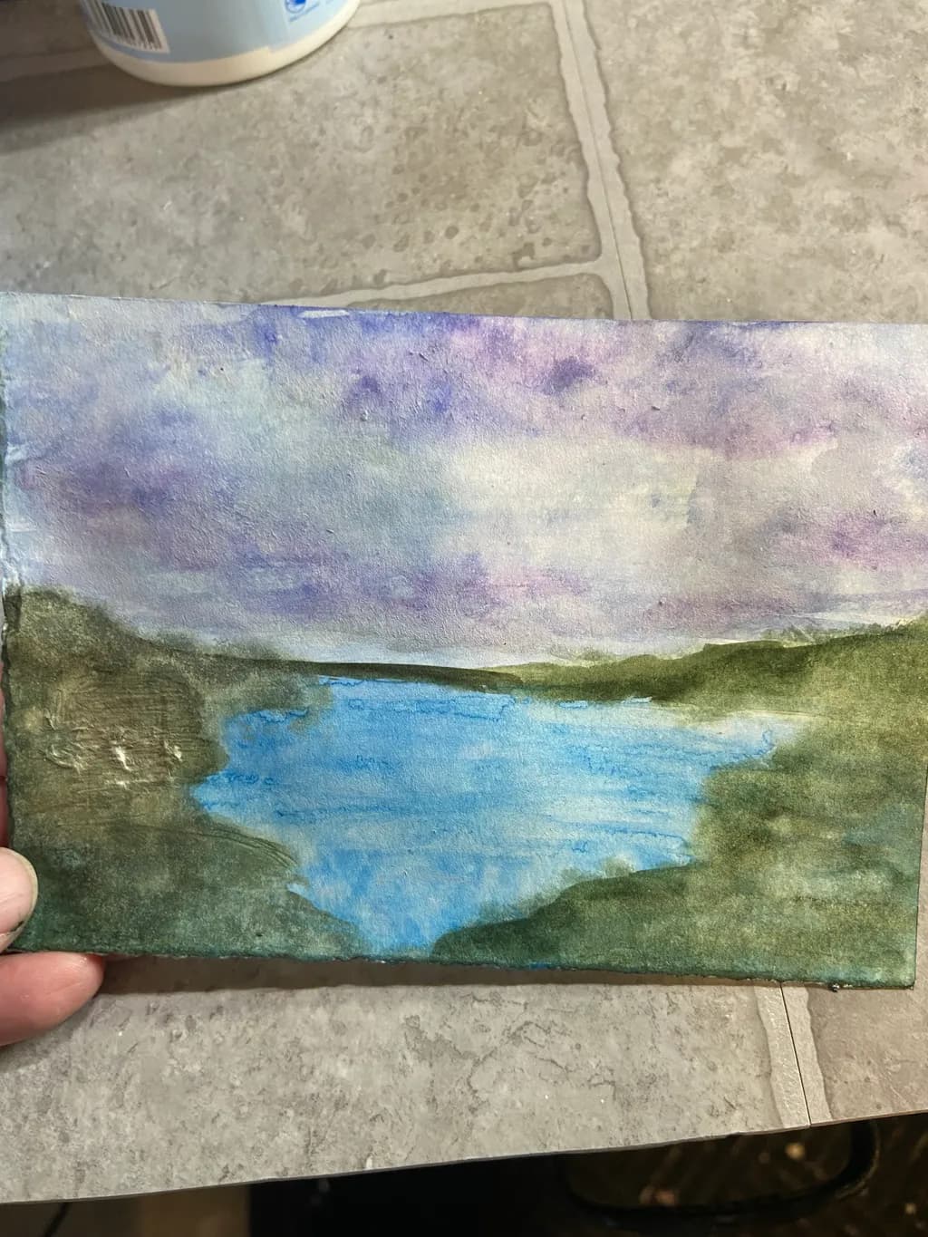 Serene Reflections: A Tranquil Watercolor Landscape of Nature's Beauty