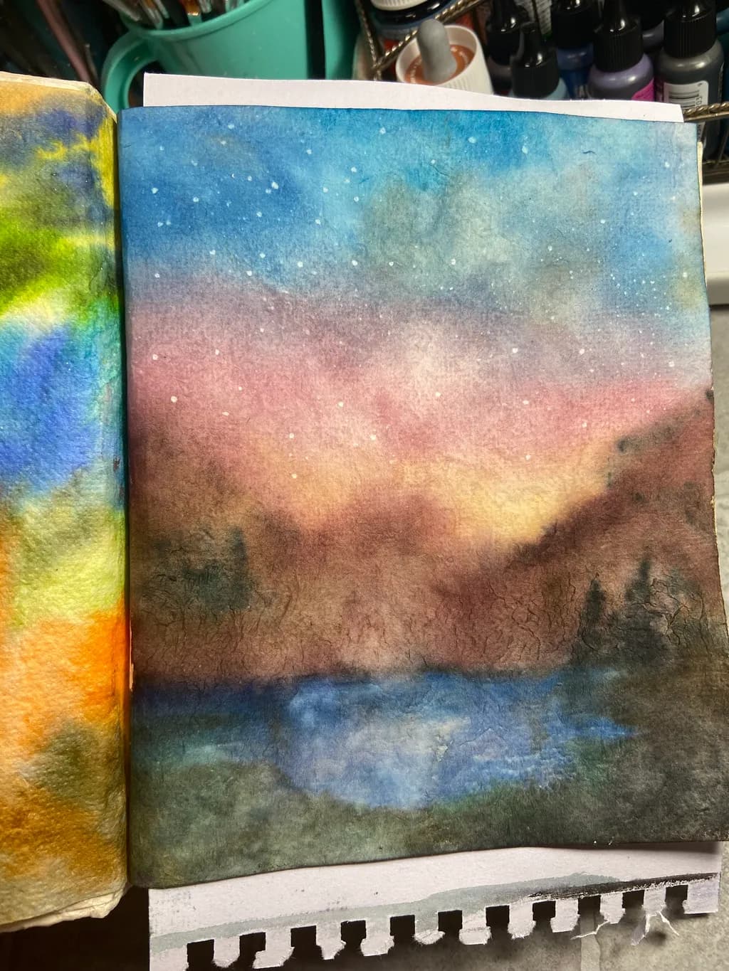 Whispers of Twilight: A Serene Watercolor Landscape at Dusk