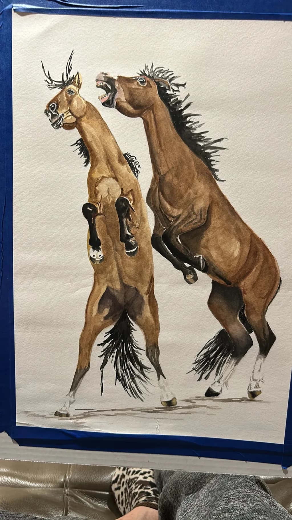 Dynamic Dance of Horses: A Watercolor Expression of Energy and Action