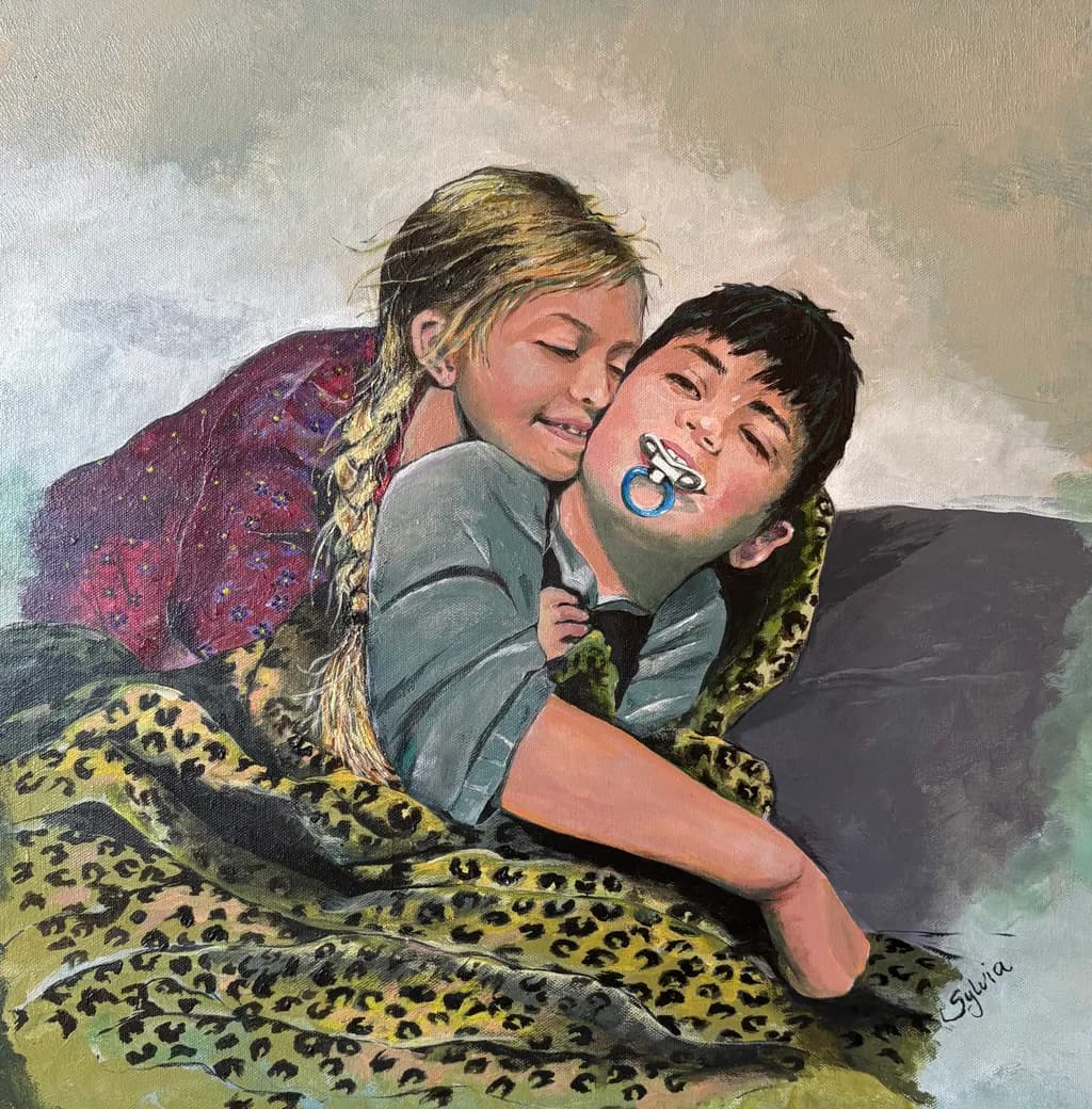 Joyful Moments: Sibling Love Captured in Cozy Embrace