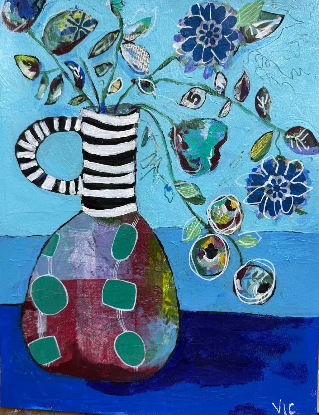Patterned Vase with Flowers