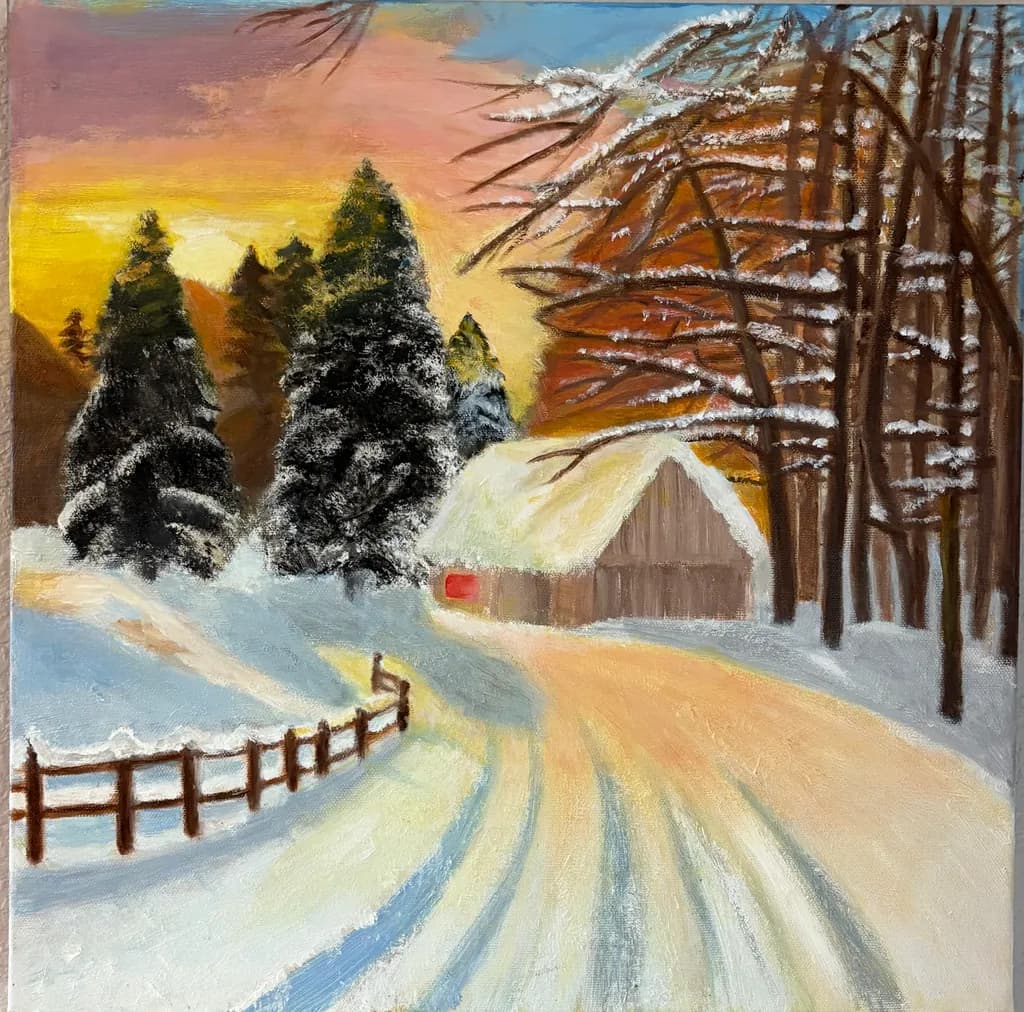 Winter's Embrace: A Serene Journey Through Snow-Covered Pines and Rustic Charm