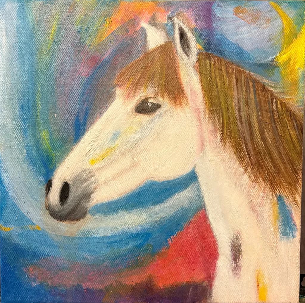 Majestic Whispers: A Colorful Portrait of Equine Grace