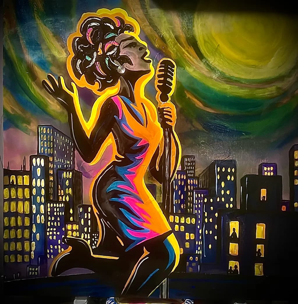 Vibrant Serenade: A Night of Soulful Expression in the Cityscape