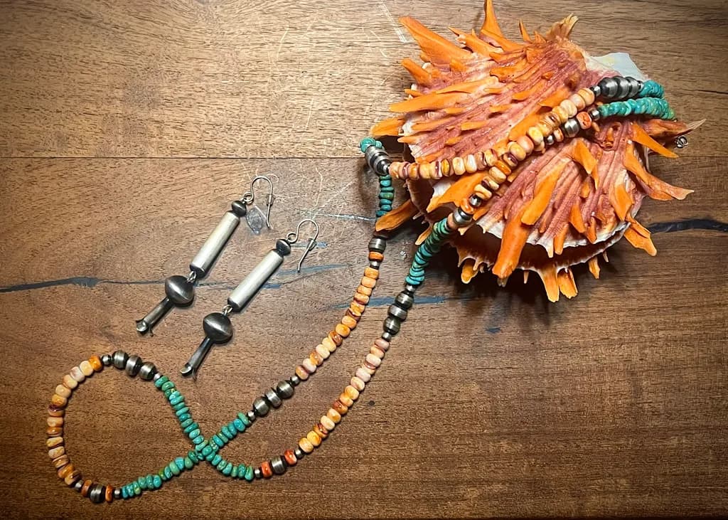 Vibrant Artisan Jewelry: Handcrafted Southwestern Necklace and Earrings Set with Colorful Beads