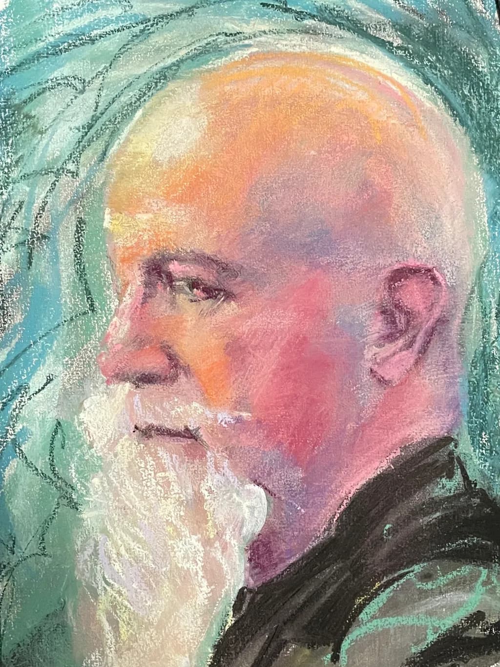 Whispers of Wisdom: A Portrait of Reflection and Color