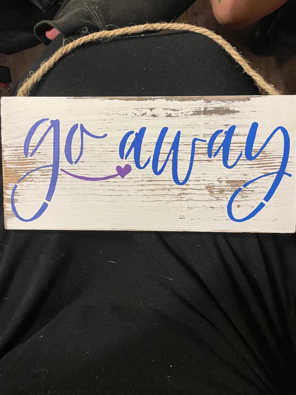 Whimsical "Go Away" Sign with Heart Accent for Home Decor