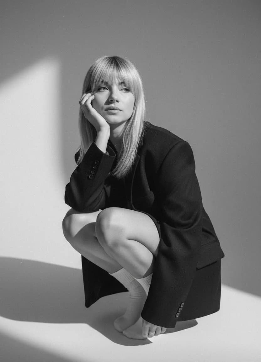 Elegant Contemplation: A Monochrome Portrait of Thoughtful Style