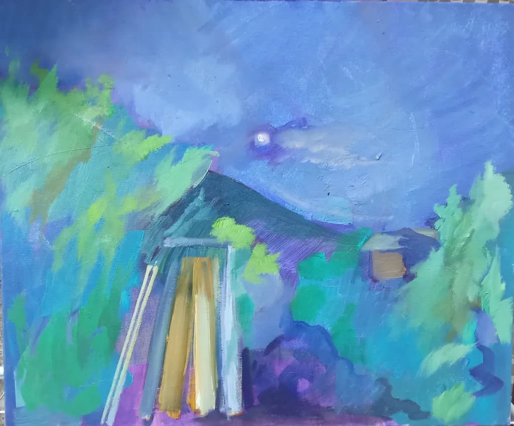 Whispers of Twilight: A Dreamy Landscape in Blues and Greens