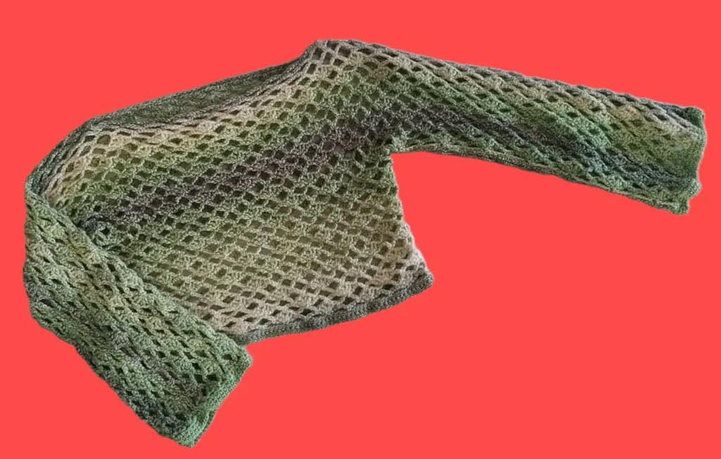 Whispers of Nature: Handcrafted Green Crochet Cardigan
