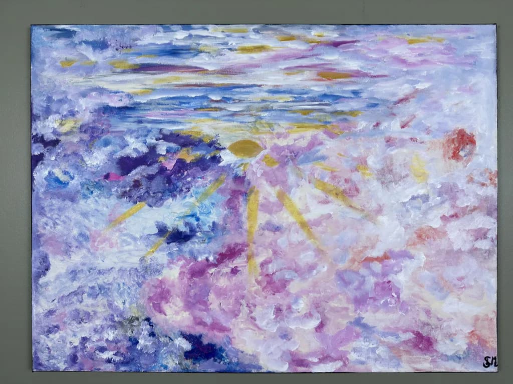 Serene Horizons: An Abstract Dance of Light and Color in the Clouds