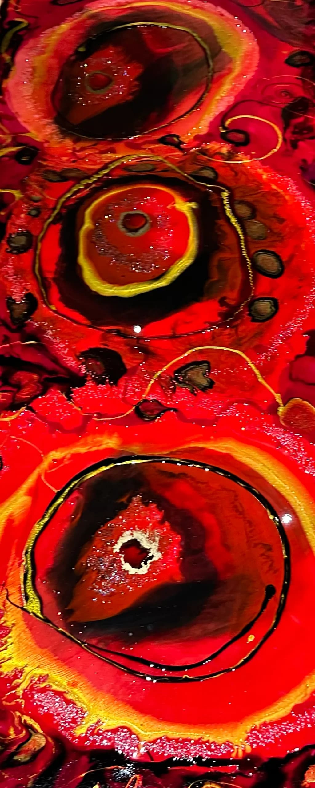 Crimson Whirl: A Dance of Vibrant Swirls and Textures