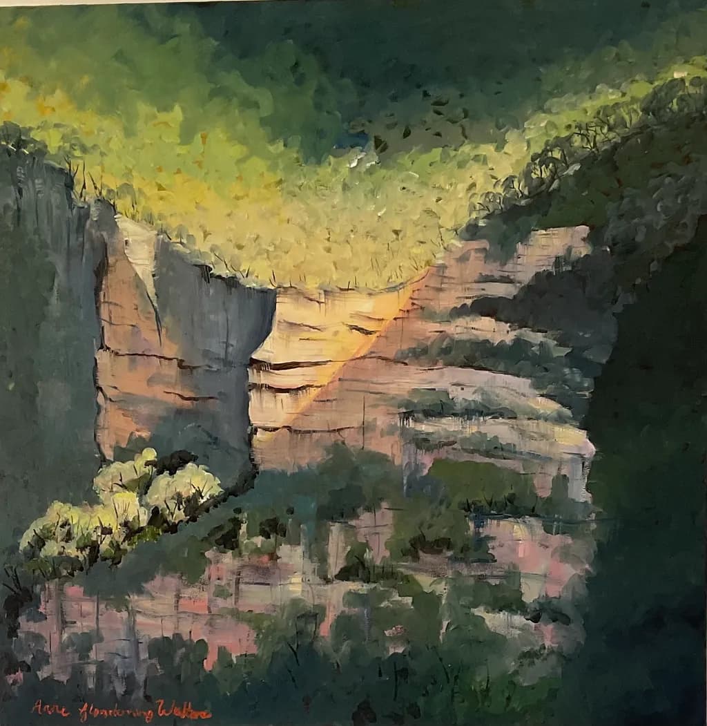 Whispers of Nature: A Vibrant Cliffs Landscape Painting Capturing the Essence of Serenity and Colorful Scenery
