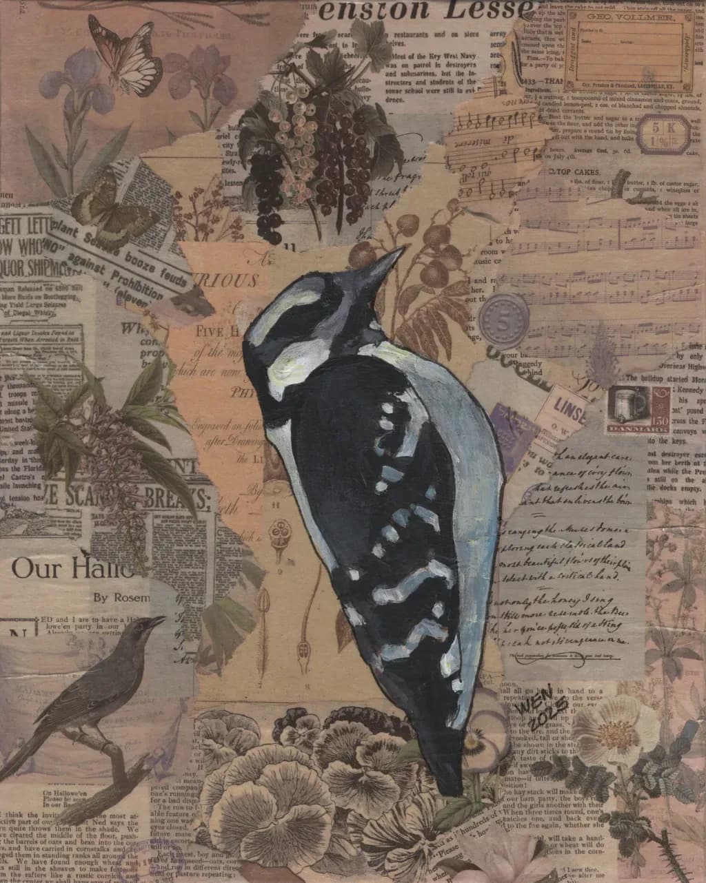 Whispers of Nature: A Woodpecker's Tale Amidst Vintage Echoes