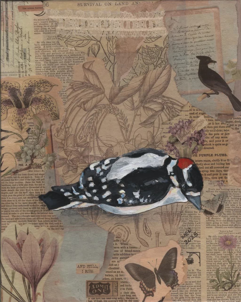 Whispers of Nature: A Collage of Birds and Blooms