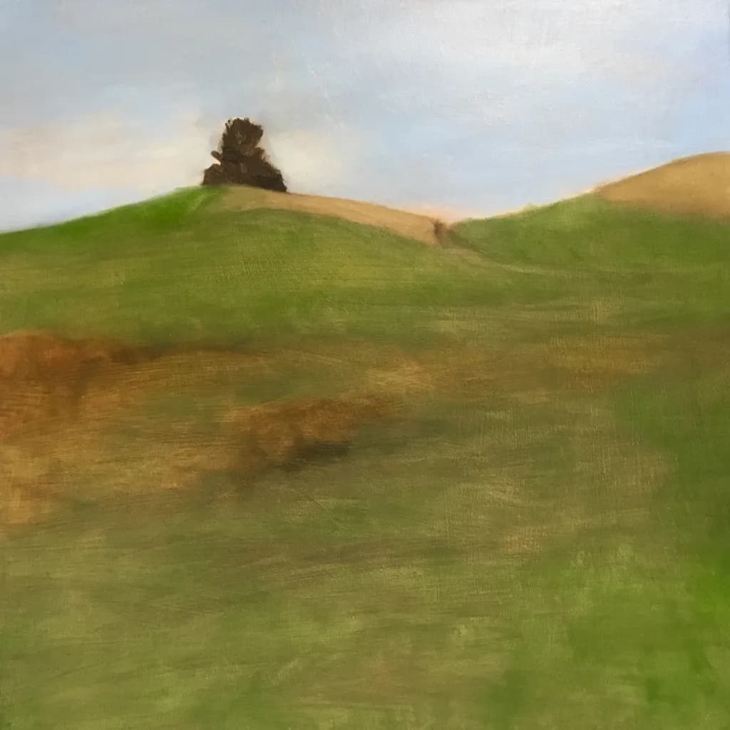 Whispers of Serenity: A Tranquil Landscape of Green Hills and Sky
