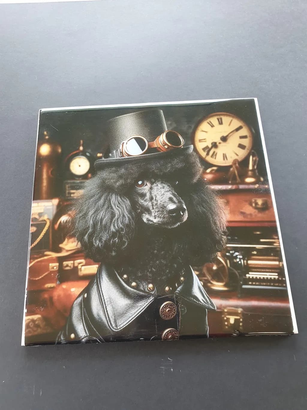 Whimsical Elegance: The Steampunk Poodle in a Timeworn Atelier