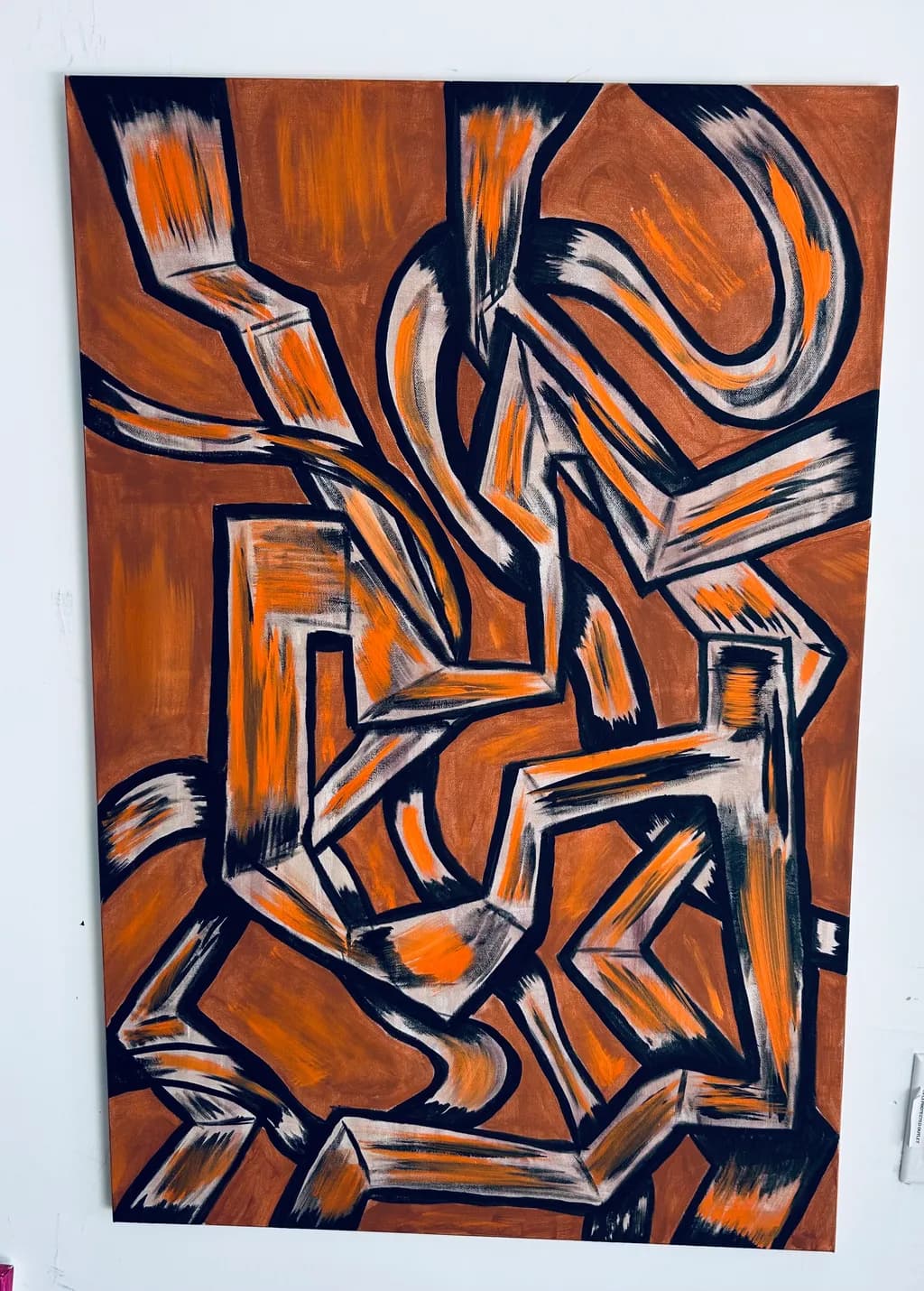Dynamic Geometric Flow: An Abstract Exploration of Orange and Texture