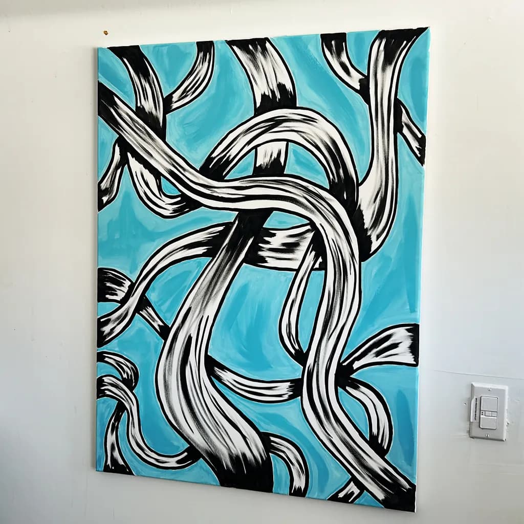 Whispers of Color: A Dance of Black and Blue in Abstract Harmony