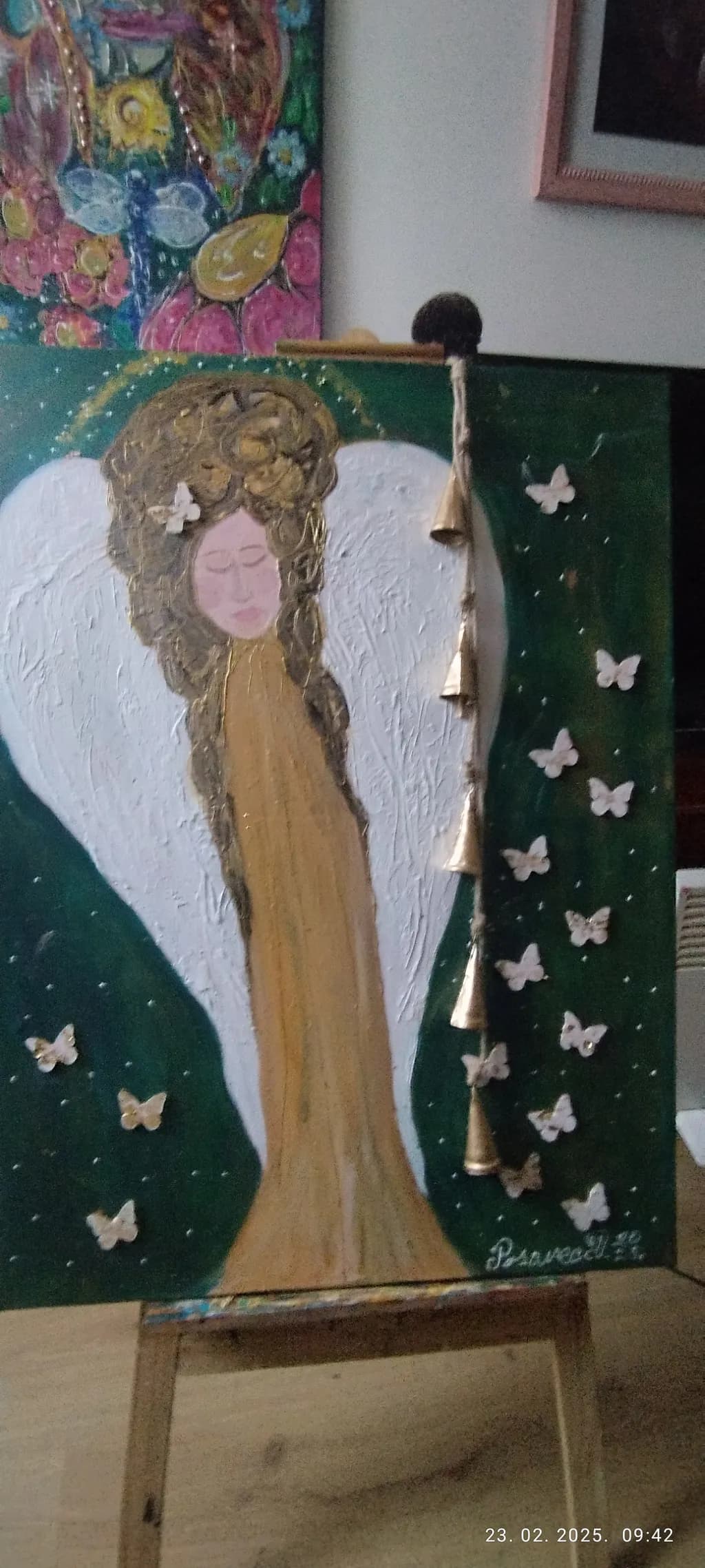 Whispers of Serenity: An Angel's Embrace Amidst Butterflies and Stars