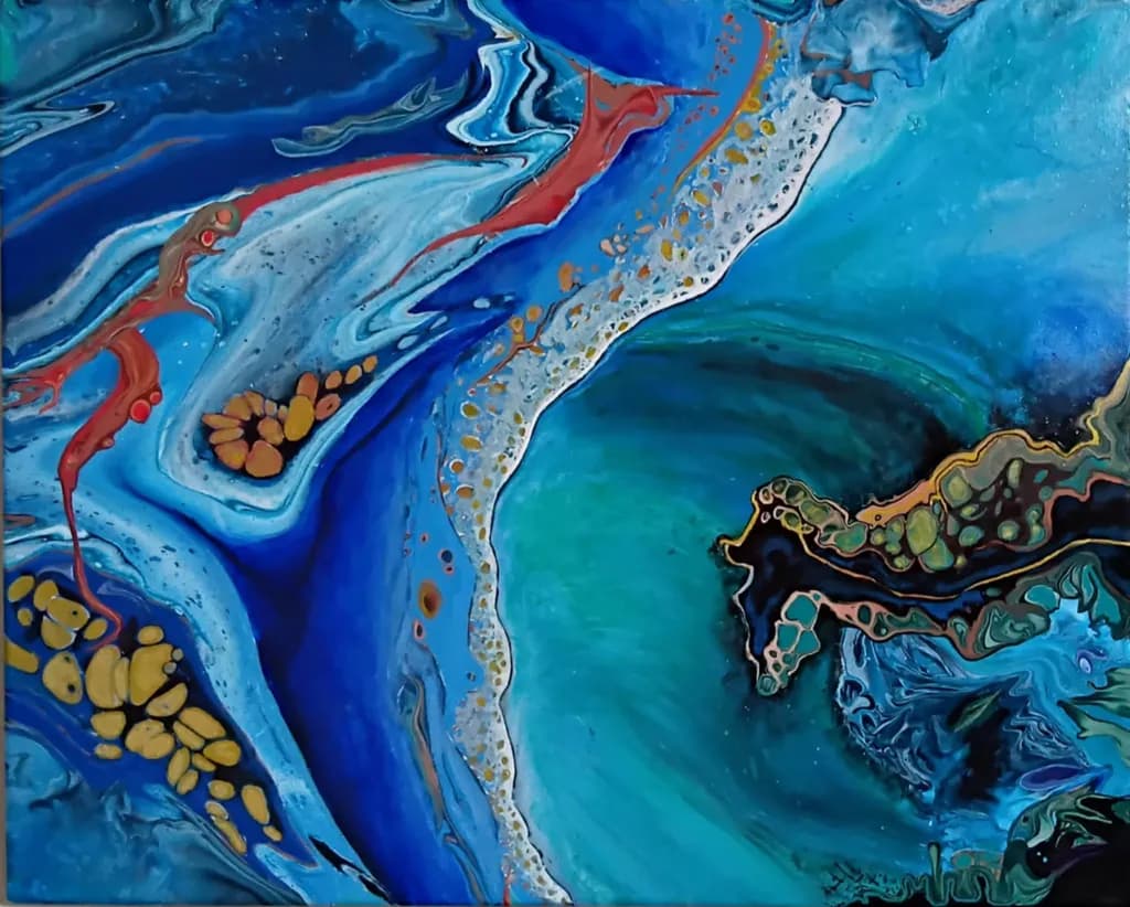 Whispers of the Ocean: A Fluid Dance of Blue and Gold