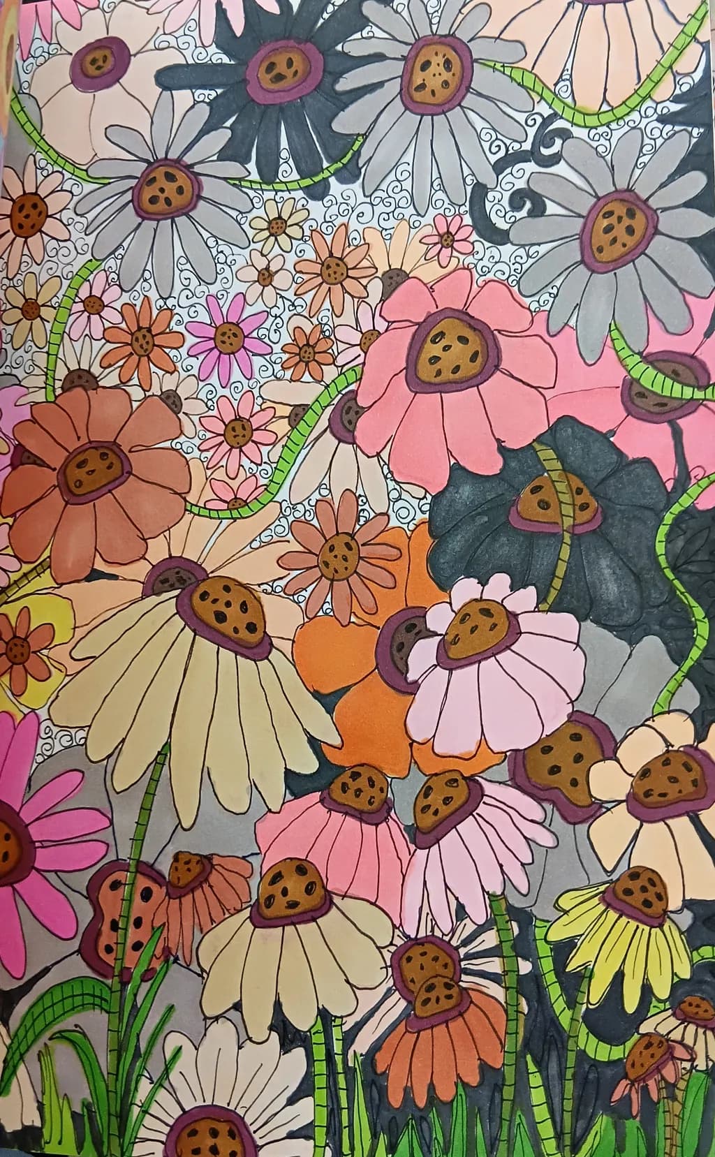Whimsical Blooms: A Colorful Dance of Flowers and Nature's Joy